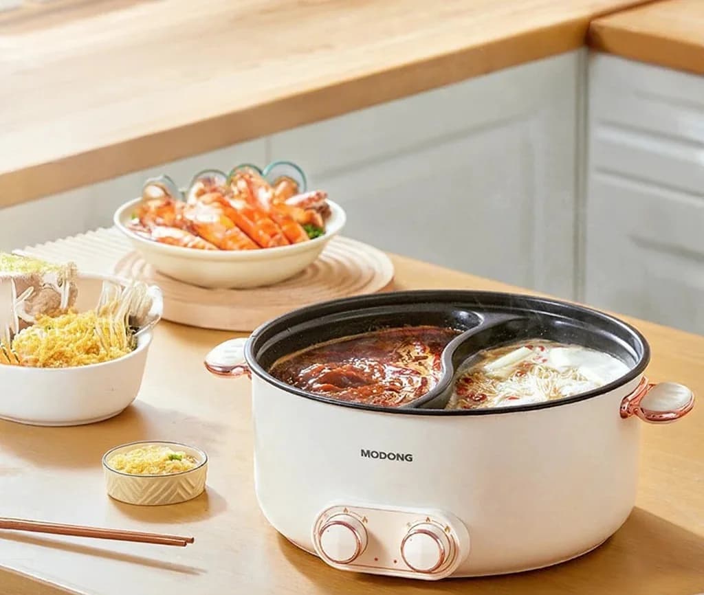 デュアルコントロール電気ホットポット 6L 大容量 ノンスティック