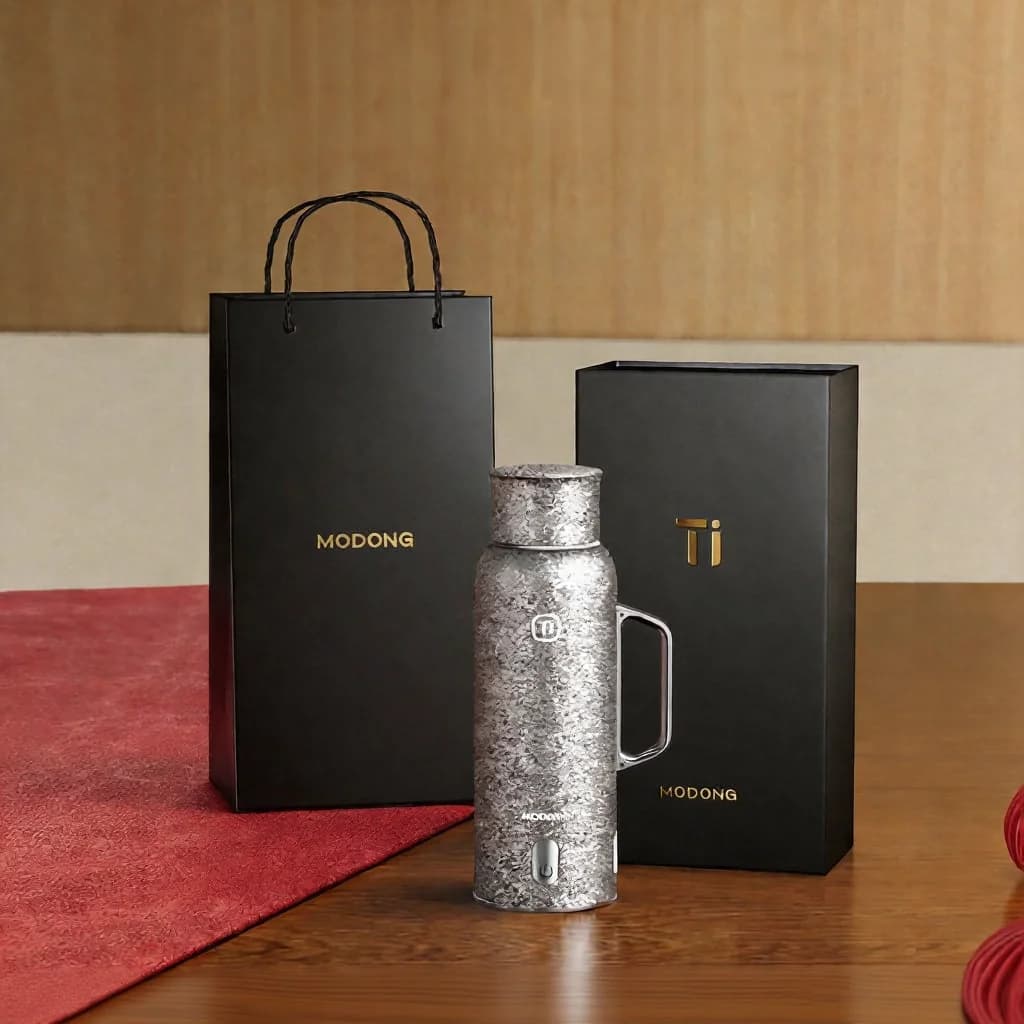 チタン製加熱断熱マグカップ ハンドル付き 680ml ギフトボックス