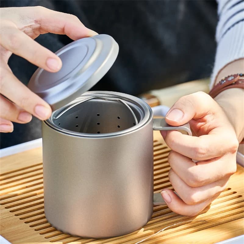450ml 純チタン 茶こし付きマグ