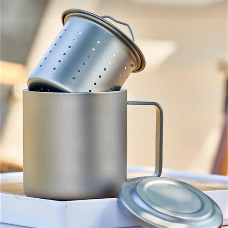 450ml 純チタン 茶こし付きマグ